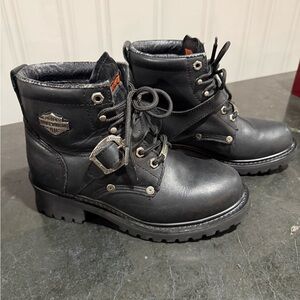 Harley-Davidson Faded Glory Black Leather Ankle Boots